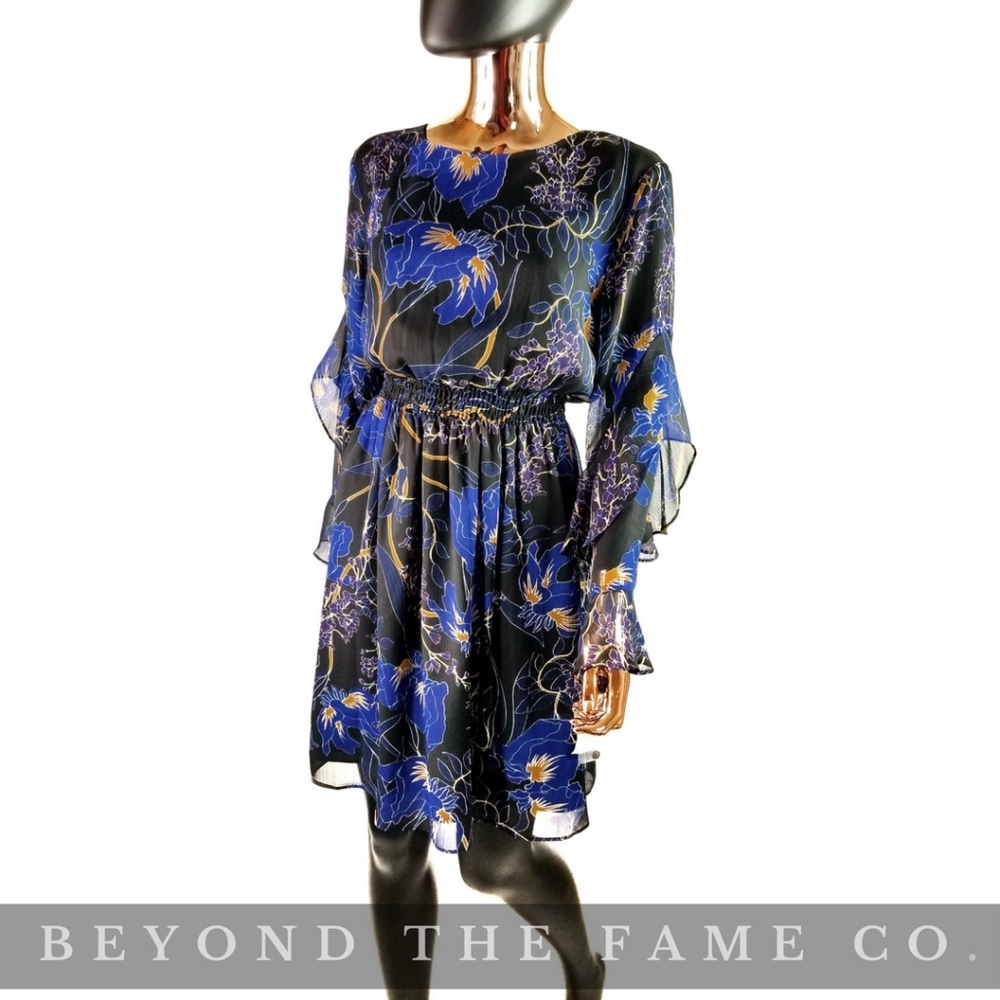 LAST ONE! I.N.C Ruffled Sleeve Chiffon Flare Dress - Picture 2 of 6